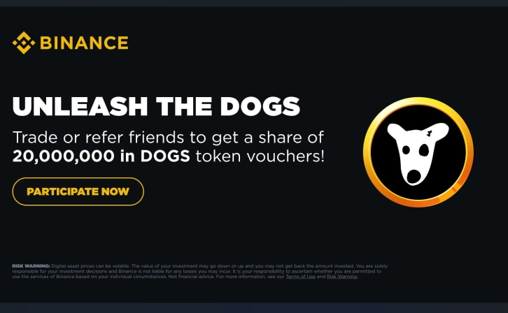 Binance Announces Its New Campaign to Distribute 20 Million DOGS Tokens!