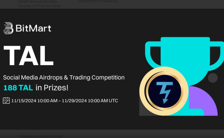 BitMart TAL Airdrop and Trading Competition: 188 TAL Prize!