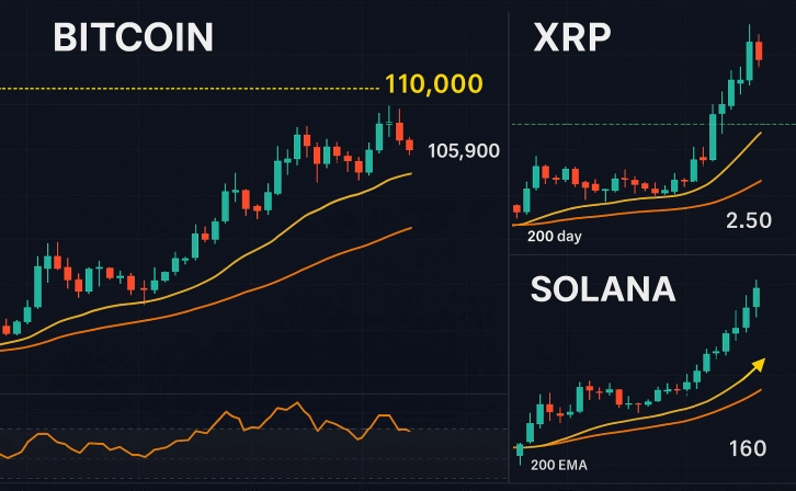 Bitcoin is tested on the threshold of 110k, the four -day green series in XRP returned with a strong leap