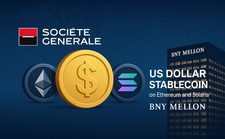 New move from Société Générale: Started in US Dollar Stablecoin USDCV Ethereum and Solana